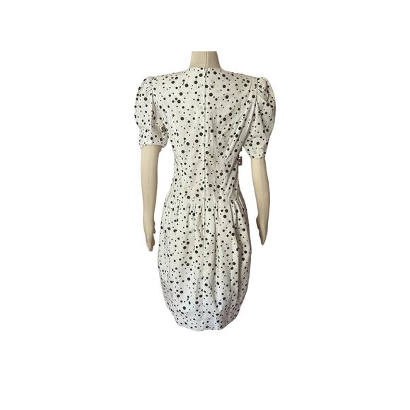 90s NWT David Warren NY Bonwit Teller White & Black Polka Dot Career Dress Sz 8 - Picture 3 of 7
